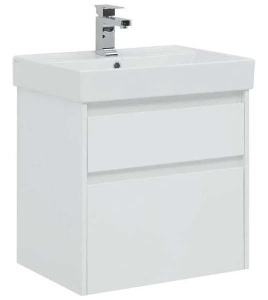 Тумба под умывальник Aquanet Nova Lite 60 / 75 / 85 / 100 2 ящика белый глянец, 100, белый глянец