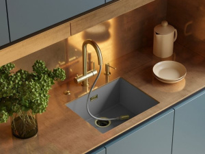 Смеситель для кухонной мойки Omoikiri Akita-S-LG с подключением к фильтру воды