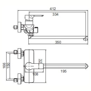 Смеситель для ванны Gerhans K13115 / K13115W
