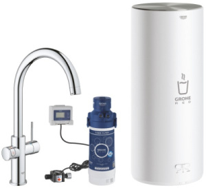 Смеситель для кухонной мойки Grohe Red Duo 30079001 / 30079DC1 в комплекте с бойлером, хром