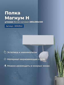 Полка Aquanet Магнум Н угловая белый матовый
