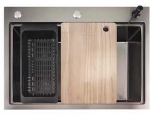 Кухонная мойка Stellar S6050NB-A / S7050NB-A с доской, 60х50, нано черный