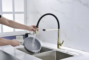 Смеситель для кухонной мойки Paulmark Halt Ha214021-G / Ha214021-BG, золото