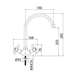 Смеситель для кухонной мойки Milardo Duplex DUPSB0JM05