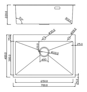 Кухонная мойка Roxen Simple 560220-70 с коландером и дозатором, 70х48, сатин