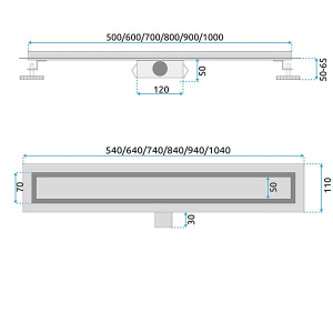 Душевой трап Rea Neox chrome matt 50 / 60 / 70 / 80 / 90 / 100, 50 см