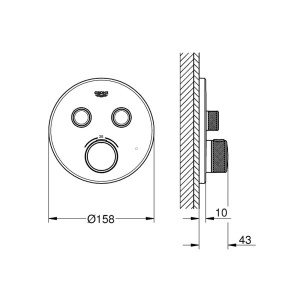 Смеситель встраиваемый Grohe Grohtherm SmartControl 29119000 / 29119DC0 термостатический, хром