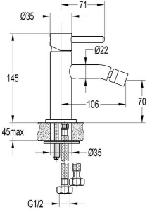 Смеситель для биде Omnires Y Y1220GL / Y1220GLB, золото