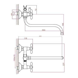 Смеситель для ванны Cron CN22127-8