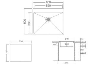 Кухонная мойка Zorg ZRE 6050, 60х50, матовый