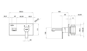 Смеситель встраиваемый Teska Quasar E5100W для умывальника