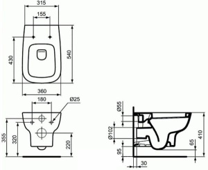 Подвесной унитаз Ideal Standard Esedra Aquablade T386001 безободковый