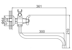Смеситель для ванны Ledeme H08 L2208