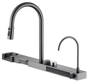 Кухонная мойка Arfeka Sensor Eco AR 75 Satin со смесителем, ринзером, двумя коландерами и разделочной доской