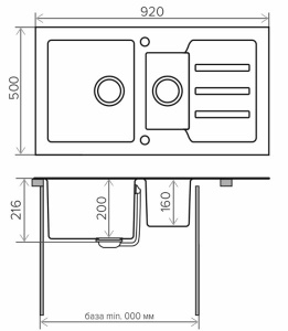 Кухонная мойка Tolero Ceramic Glass TG-920 K