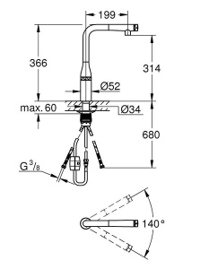 Смеситель для кухонной мойки Grohe Essence Smartcontrol 31615BE0 / 31615EN0, никель глянец