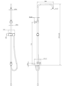 Душевая стойка Omnires Uni UN10041CR / UN10041SCR, хром