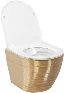 Подвесной унитаз Rea Carlo Flat Brush Gold C6942
