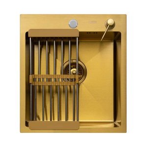 Кухонная мойка Arfeka Eco AR 45 Gold с коландером и дозатором