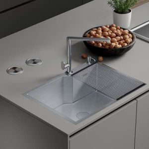 Кухонная мойка Roxen Wellnes 560240-60 с ролл-матом и дозатором, 60х45, сатин