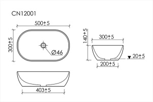 Умывальник CeramicaNova Twist CN12001MB