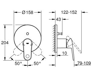 Смеситель встраиваемый Grohe Europlus 24060002 (2 функции), хром