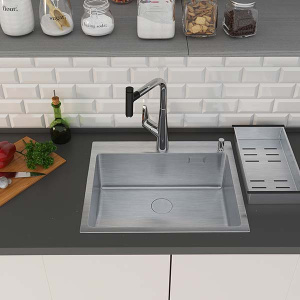 Кухонная мойка Roxen Simple 560220-55 с коландером и дозатором, 55х48, сатин