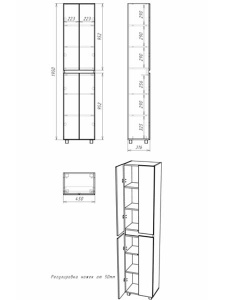 Пенал ViMark Норма 45 / 60 без ящика, 60, белый