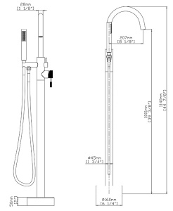 Смеситель для ванны Gid Edessa L070-CH-SDV напольный