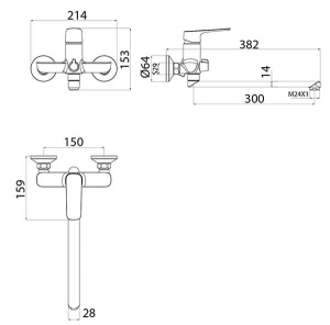 Смеситель для ванны Iddis Sign SIGSBL2i10WA