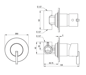 Смеситель встраиваемый Deante Silia Titanium BQS D44L (1 функция)