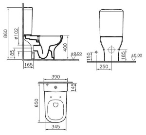 Напольный унитаз Vitra D-Light Rim-ex 9014B003-7209 (сиденье Soft Close), белый