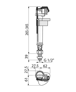 Впускной механизм AlcaPlast с нижней подводкой для керамических бачков A17-1/2"-BL-01