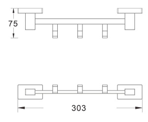 Планка с крючками Shevanik SG5631G / SG5641G / SG5651G, 30 см 3 крючка, золото сатин