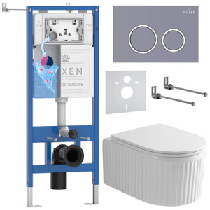 Комплект инсталляции 6 в 1 Roxen StounFix Dual Fresh 968253 с аромадозатором, серый бетон