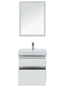 Комплект мебели Aquanet Nova Lite 60 / 75 / 85 / 100 2 ящика белый глянец, 60, белый глянец