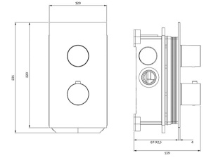 Смеситель встраиваемый Omnires Contour CT8036CR (2 функции) термостатический