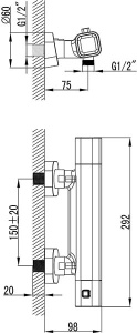 Смеситель для душа Ravak 10° Termo 300 TD 033.00/150 термостатический