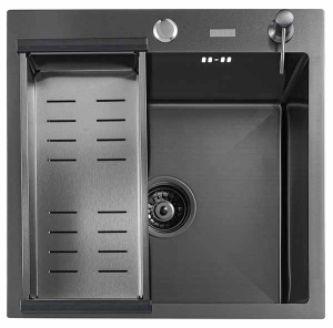 Кухонная мойка Avina Futur FK Eco Embossing PVD (графит) с коландером и дозатором, 45х48, графит