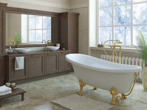 Ванна из искусственного камня Aquanet Family Stone Classic ножки золото