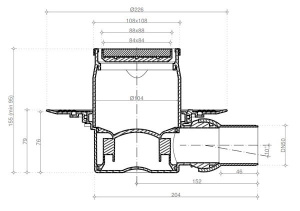 Душевой трап Pestan Confluo Standart Plate 1 2 in 1 with flange, 10х10 см