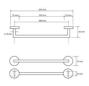 Держатель для полотенец Bemeta Graphit 156204042 / 156204022, 50.5 см, графит матовый