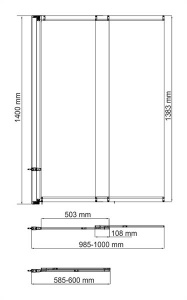 Душевая шторка на ванну Wasserkraft Dill 61S02-100 / 61S02-80, 100х140, прозрачный