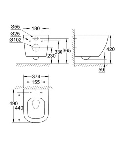 Подвесной унитаз Grohe Euro Ceramic 3920600H безободковый, белый