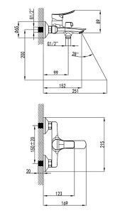 Смеситель для ванны Milardo Amplex AMPSB02M02