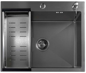 Кухонная мойка Avina Futur Eco PVD (графит) Decor с коландером и дозатором, 55х50, графит