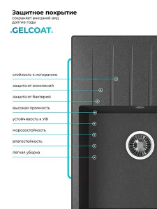Кухонная мойка Polygran Deka 700, 70х50, черный