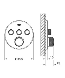 Смеситель встраиваемый Grohe Grohtherm SmartControl 29121000 / 29121DC0 термостатический, хром