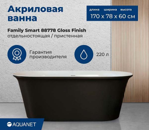 Акриловая ванна Aquanet Family Smart черный глянцевый