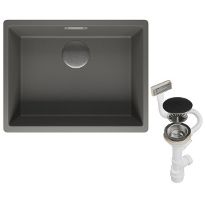 Комплект 2 в 1 кухонная мойка Roxen Gap 360270-54NG Nardo Gray со смесителем Keit 500504NB-B, 54х42, nardo gray